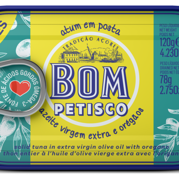 Thon à l'huile d'olive vierge extra et origan Bom Petisco – 120 g