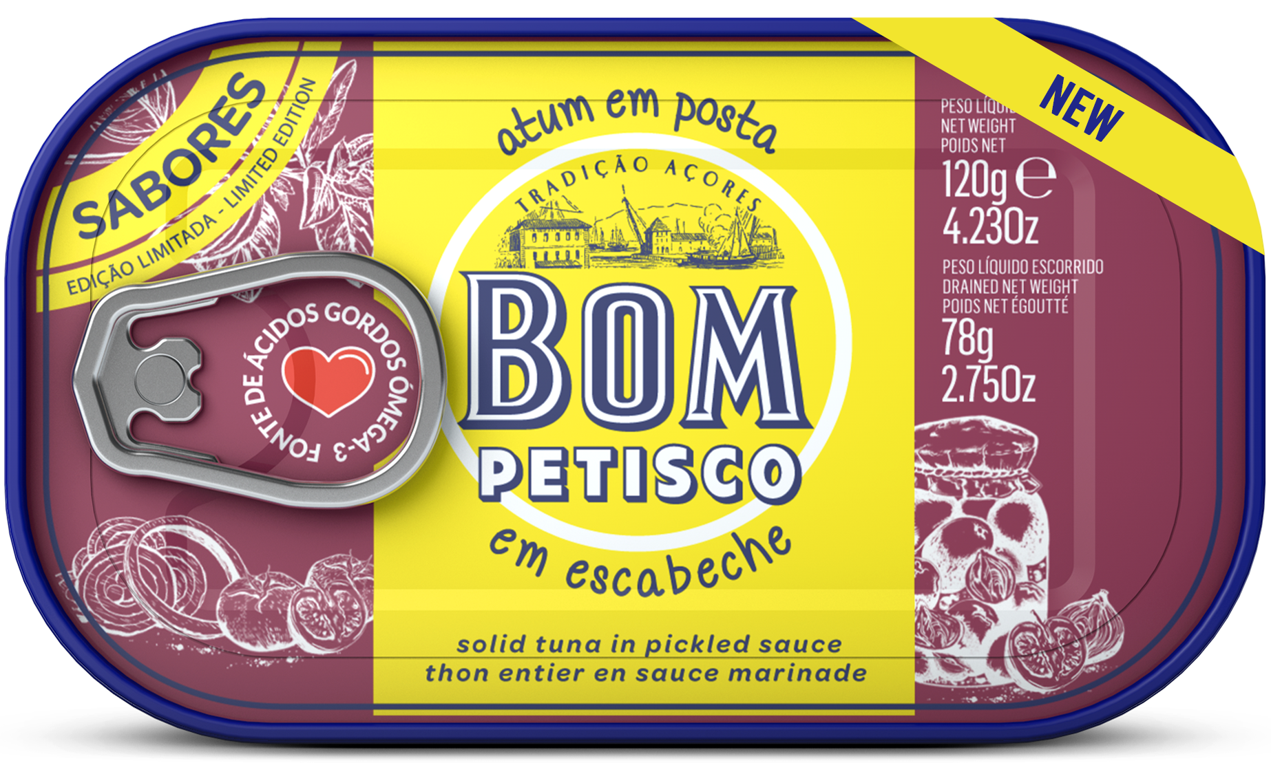 BP Lata 120 ESCABECHE 2024 frente eng Thon à l'escabèche Bom Petisco – 120 g