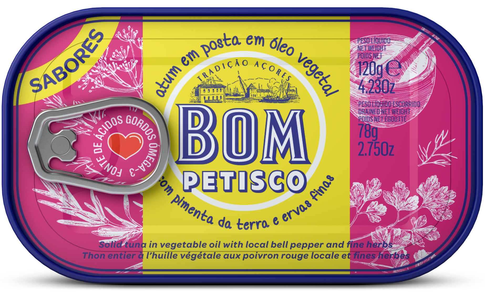 Thon au poivron des Açores et fines herbes Bom Petisco – 120 g Thon au poivron des Açores et fines herbes Bom Petisco – 120 g